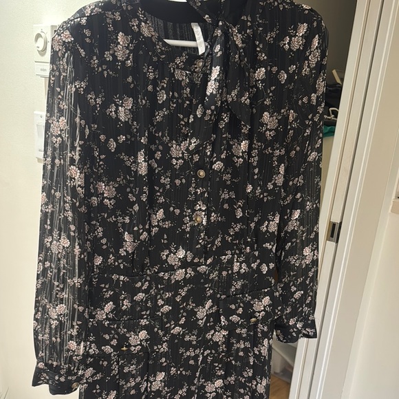 Black Mock Neck Bishop Sleeve Sundress for Wedding Guest - Picture 1 of 9